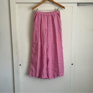 Frank & Eileen Wide Leg Pull On Linen Pant - Pink